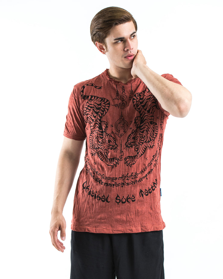 Mens Thai Tattoo T-Shirt in Brick