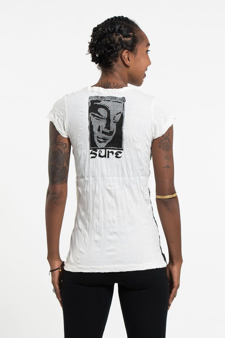 Womens Big Buddha Face T-Shirt in White